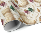 Weiche Samt-Erbstück-Weihnachtsstrümpfe Geschenkpapier (Rolleneckpunkt)