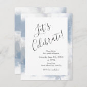 Weiche Schiefer Blau Grau Weiße Abstrakte Pinselst Einladung (Vorne/Hinten)