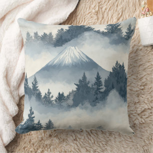 Weiche schneebedeckte Berggipfel - Blau Weiß Kissen
