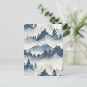 Weiche schneebedeckte Berggipfel - Blau Weiß Postkarte
