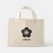Weiche schwarze Kirschblüten-Silhouette Mini Stoffbeutel (Rückseite)