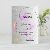 Weiche, schwarze und weiße Hochzeitskarte mit Blum Einladung (Stehend Vorderseite)