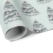 Weiche Seite Grün Weihnachtsblütenbaum Ornament Geschenkpapier (Rolleneckpunkt)