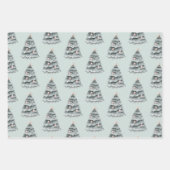 Weiche Seite Grün Weihnachtsblütenbaum Ornament Geschenkpapier Set (Vorderseite)