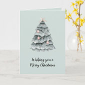 Weiche Seite Grün Weihnachtsblütenbaum Ornament Karte (Gelbe Blume)