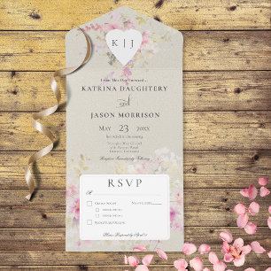 Weiche Seite Romantisches Herz Vintages Florentine All In One Einladung