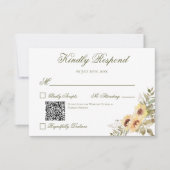 Weiche Sonnenblumen Grüne Hochzeit QR-Code RSVP Karte (Vorderseite)