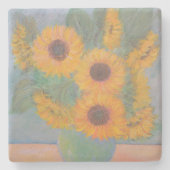 Weiche Sonnenblumen Steinuntersetzer (Vorderseite)