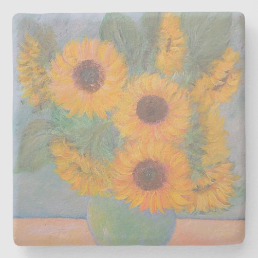 Weiche Sonnenblumen Steinuntersetzer (Vorderseite)