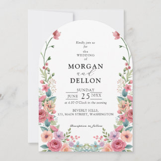 Weiche staubige rosa und pfirsichfarbene Aquarell- Einladung