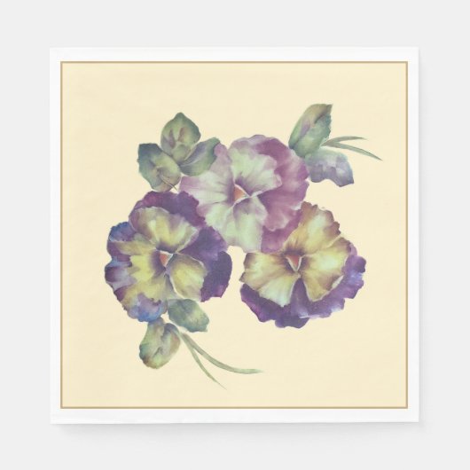 Weiche Stiefmütterchen-Blumen-Servietten | Alltag  Serviette (Vorderseite)