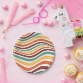 Weiche Streifen, Grunge. Retro Groovy Pappteller (Party)