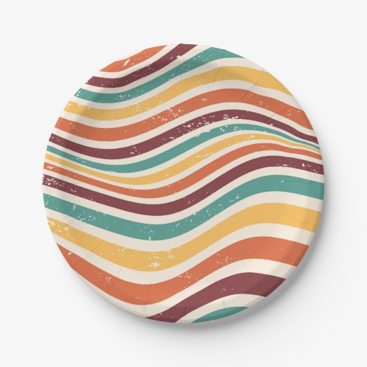 Weiche Streifen, Grunge. Retro Groovy Pappteller (Vorderseite)