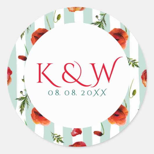 Weiche Streifen mit rotem Pflaumenmuster Runder Aufkleber (Vorderseite)