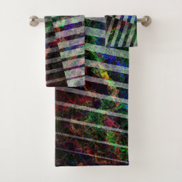 Weiche Streifen und farbige Kratzer mit Clipping Badhandtuch Set