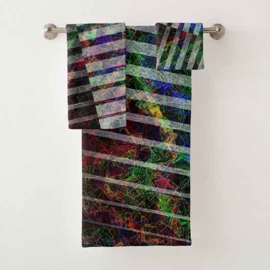 Weiche Streifen und farbige Kratzer mit Clipping Badhandtuch Set (Insitu)