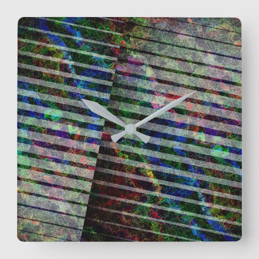 Weiche Streifen und farbige Kratzer mit Clipping Quadratische Wanduhr (Vorderseite)