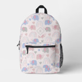 Weiche Töne niedliche Elefanten und Herz-Boho-Must Bedruckter Rucksack (Vorderseite)