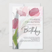 Weiche Tulpen, eleganter Geburtstag Einladung (Vorderseite)