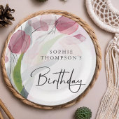 Weiche Tulpen, eleganter Geburtstag Pappteller