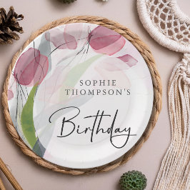 Weiche Tulpen, eleganter Geburtstag Pappteller