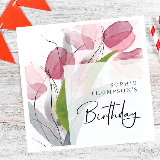 Weiche Tulpen, eleganter Geburtstag Serviette