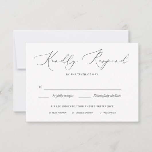 Weiche und elegante RSVP-Karte für Hochzeiten RSVP Karte (Vorderseite)