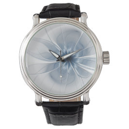 Weiche und zarte blaue Fraktal Fantasie Blume Armbanduhr