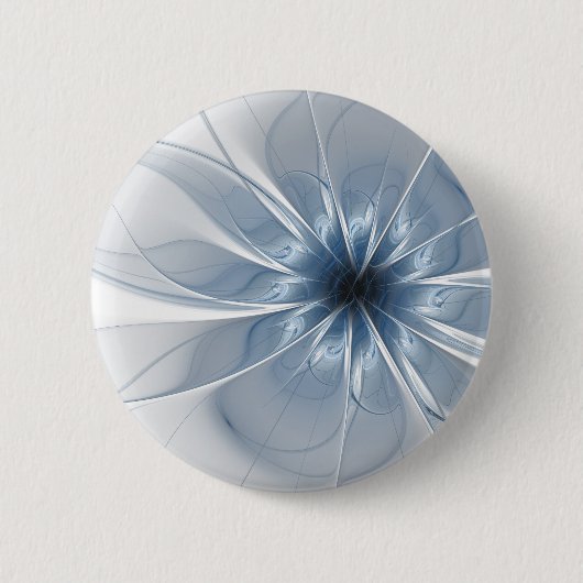 Weiche und zarte blaue Fraktal Fantasie Blume cu Button (Vorderseite)
