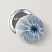 Weiche und zarte blaue Fraktal Fantasie Blume cu Button (Vorne & Hinten)