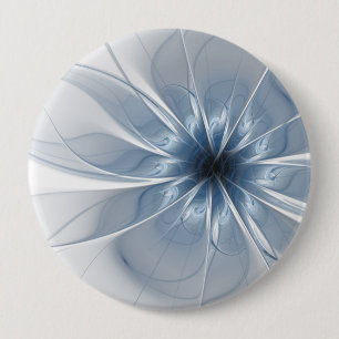 Weiche und zarte blaue Fraktal Fantasie Blume cu Button