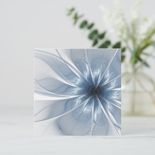Weiche und zarte blaue Fraktal Fantasie Blume cu Dankeskarte