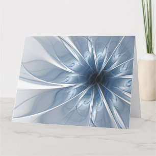Weiche und zarte blaue Fraktal Fantasie Blume cu Dankeskarte