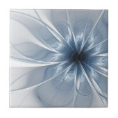 Weiche und zarte blaue Fraktal Fantasie Blume cu Fliese (Vorderseite)