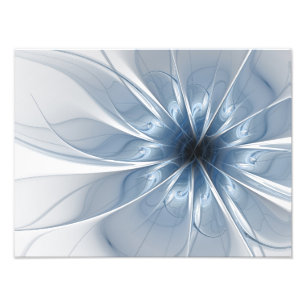 Weiche und zarte blaue Fraktal Fantasie Blume cu Fotodruck