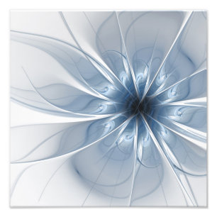 Weiche und zarte blaue Fraktal Fantasie Blume cu Fotodruck