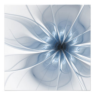 Weiche und zarte blaue Fraktal Fantasie Blume cu Fotodruck