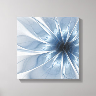 Weiche und zarte blaue Fraktal Fantasie Blume cu Leinwanddruck