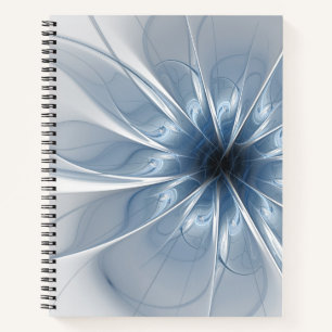 Weiche und zarte blaue Fraktal Fantasie Blume cu Notizblock