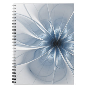 Weiche und zarte blaue Fraktal Fantasie Blume cu Notizblock