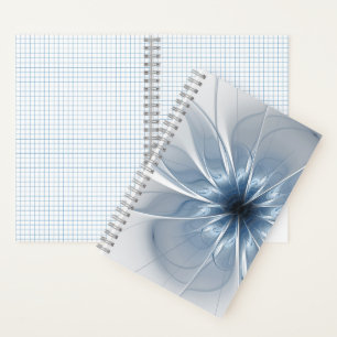Weiche und zarte blaue Fraktal Fantasie Blume cu Notizblock