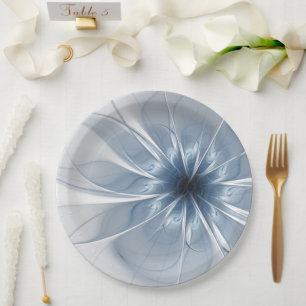 Weiche und zarte blaue Fraktal Fantasie Blume cu Pappteller