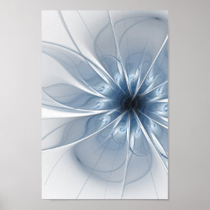Weiche und zarte blaue Fraktal Fantasie Blume cu Poster