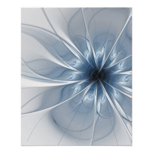 Weiche und zarte blaue Fraktal Fantasie Blume cu Poster