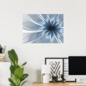 Weiche und zarte blaue Fraktal Fantasie Blume cu Poster (Heimbüro)