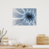 Weiche und zarte blaue Fraktal Fantasie Blume cu Poster (Küche)