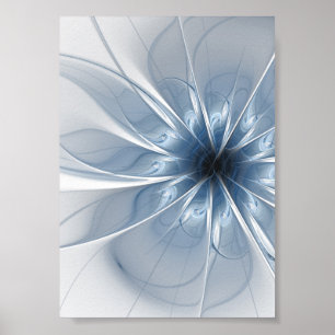 Weiche und zarte blaue Fraktal Fantasie Blume cu Poster