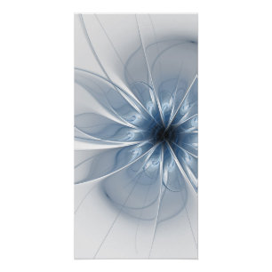 Weiche und zarte blaue Fraktal Fantasie Blume cu Poster