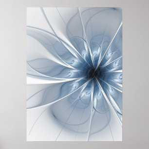 Weiche und zarte blaue Fraktal Fantasie Blume cu Poster