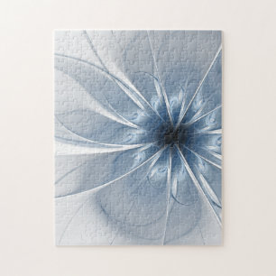 Weiche und zarte blaue Fraktal Fantasie Blume cu Puzzle